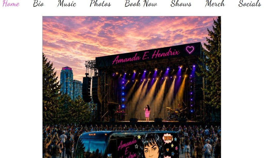 Amanda E. Hendrix music artist website preview